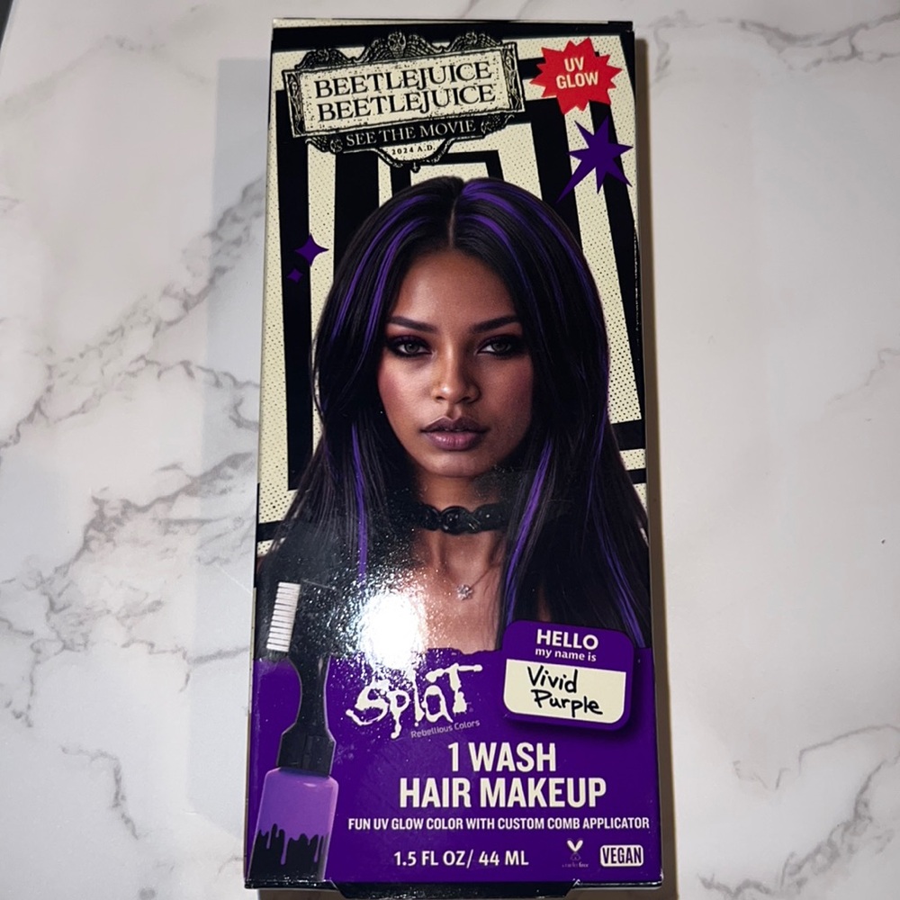 NIB Splat 1 Wash Gel Temporary Hair Color - Vivid Purple- 1.5 fl oz